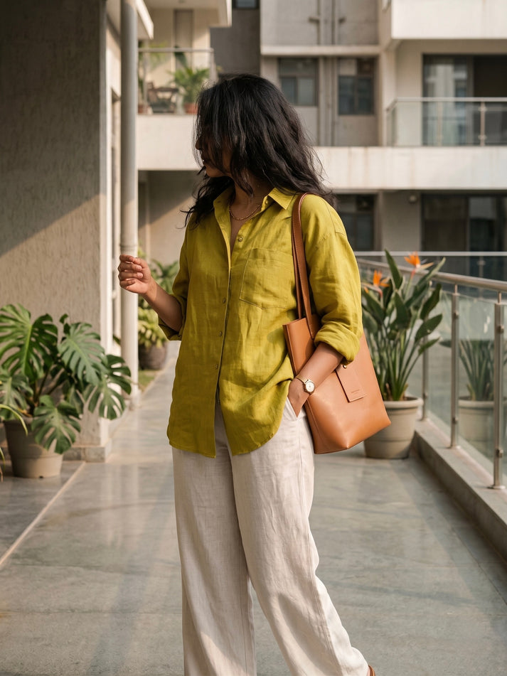 Olive Yellow Linen Co-Ord Set | Effortless Chic