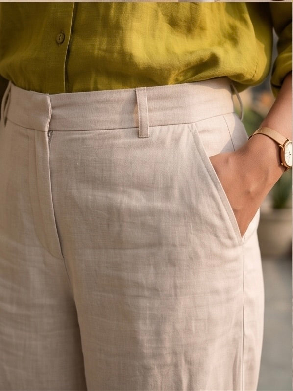 Olive Yellow Linen Co-Ord Set | Effortless Chic