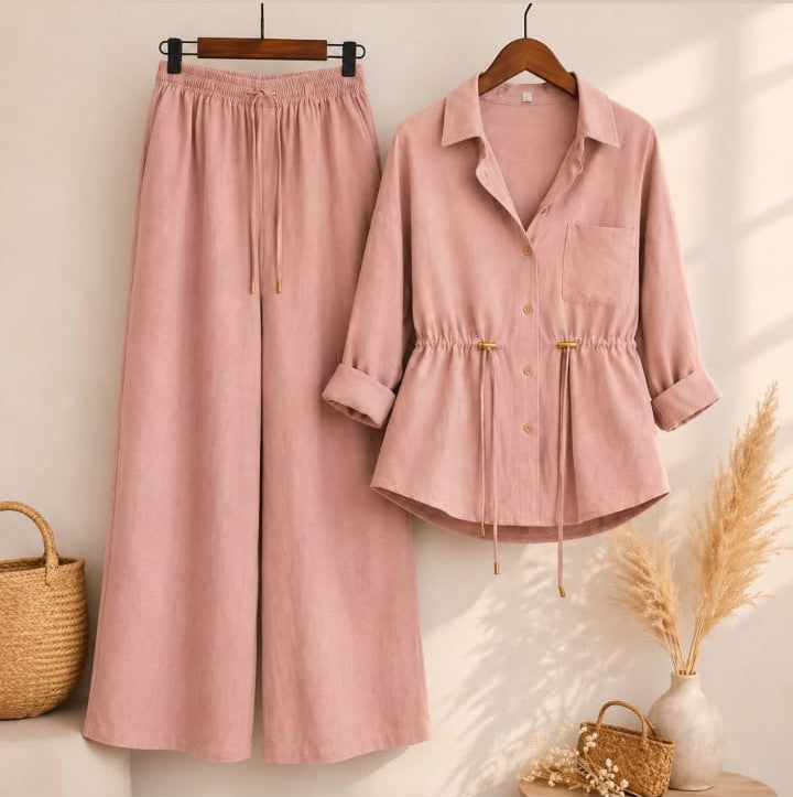 Luxe Breeze Pink Two-Piece Co-Ord Set