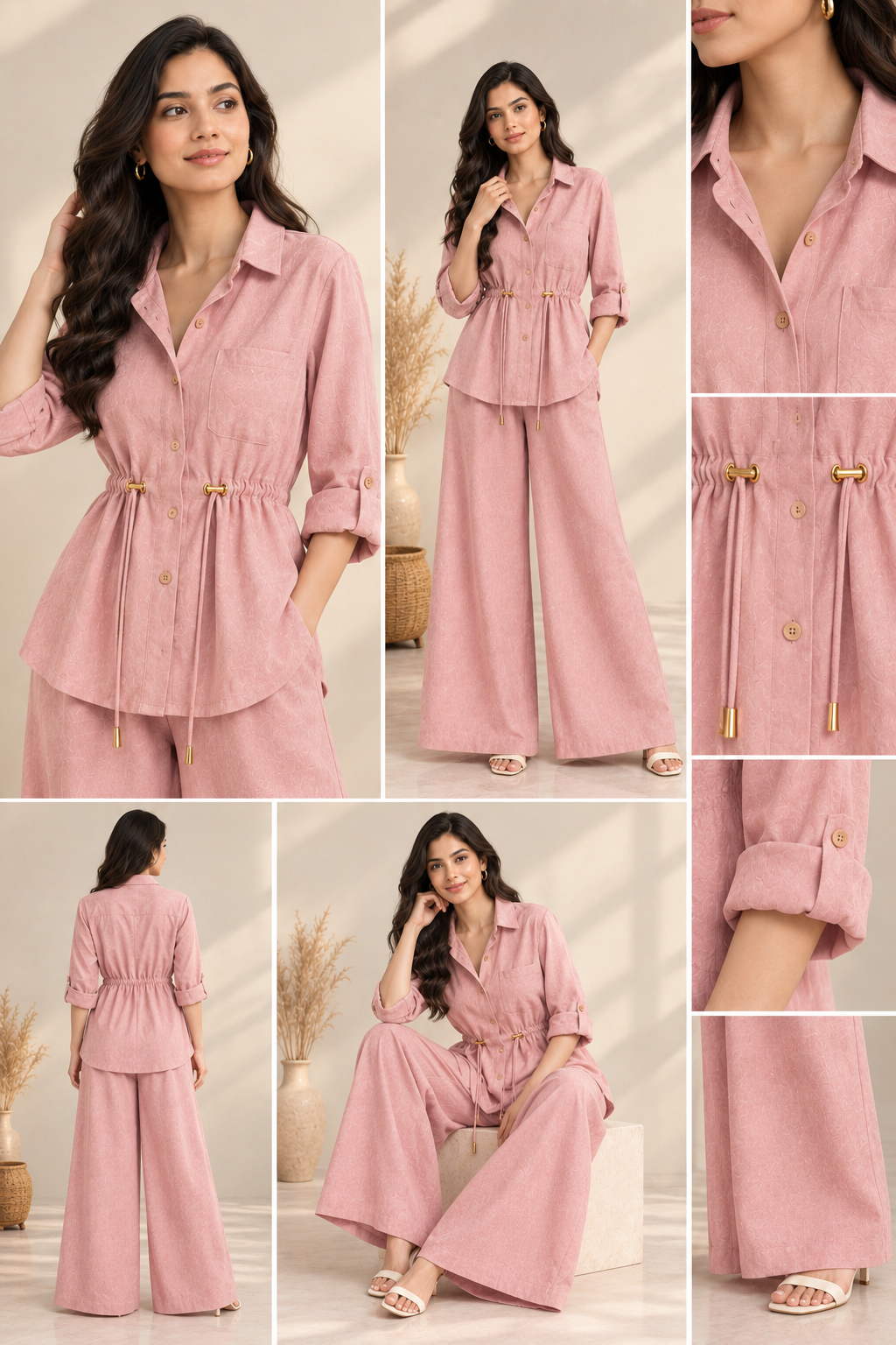 Luxe Breeze Pink Two-Piece Co-Ord Set