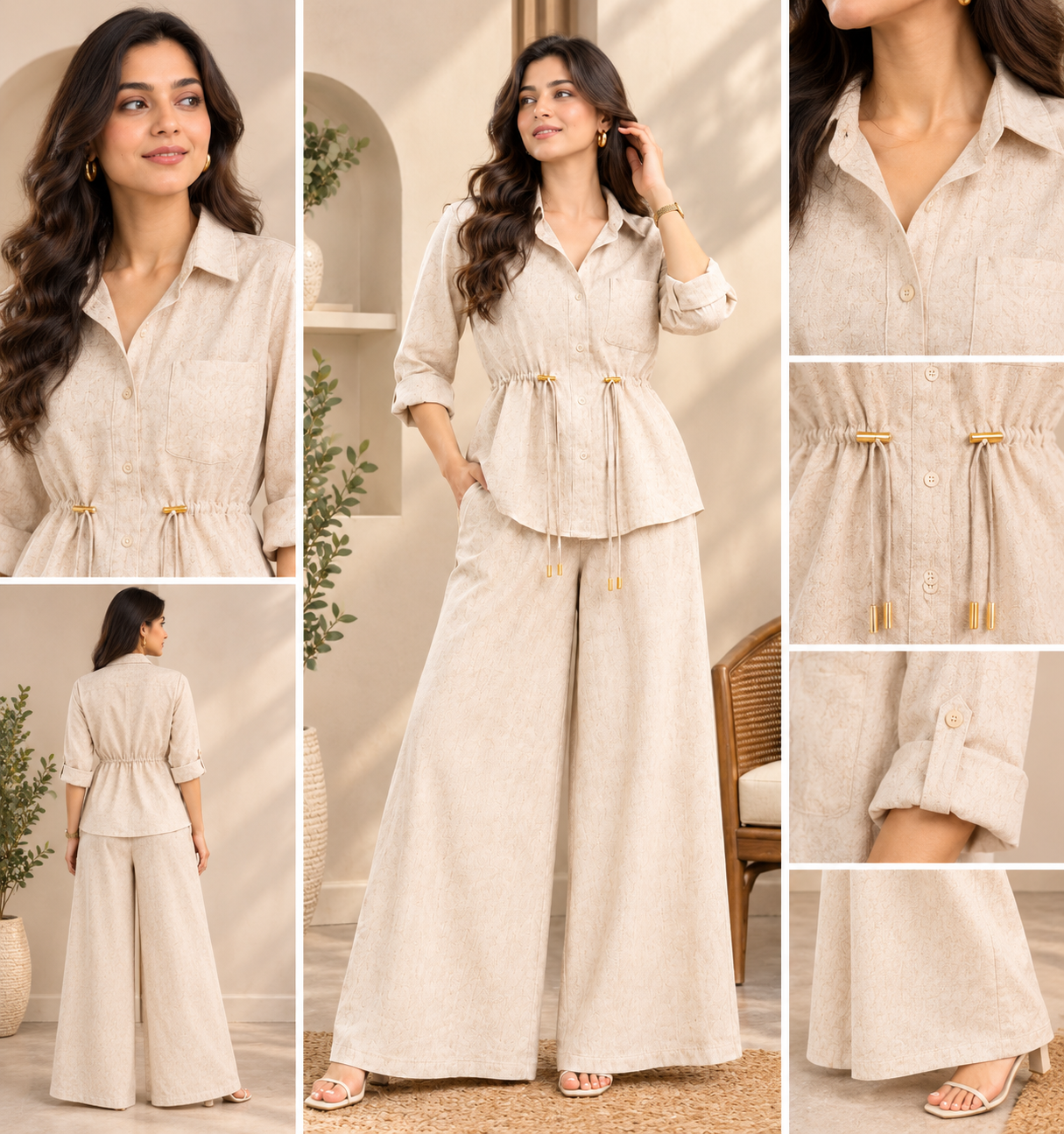 Luxe Breeze Cream Two-Piece Co-Ord Set