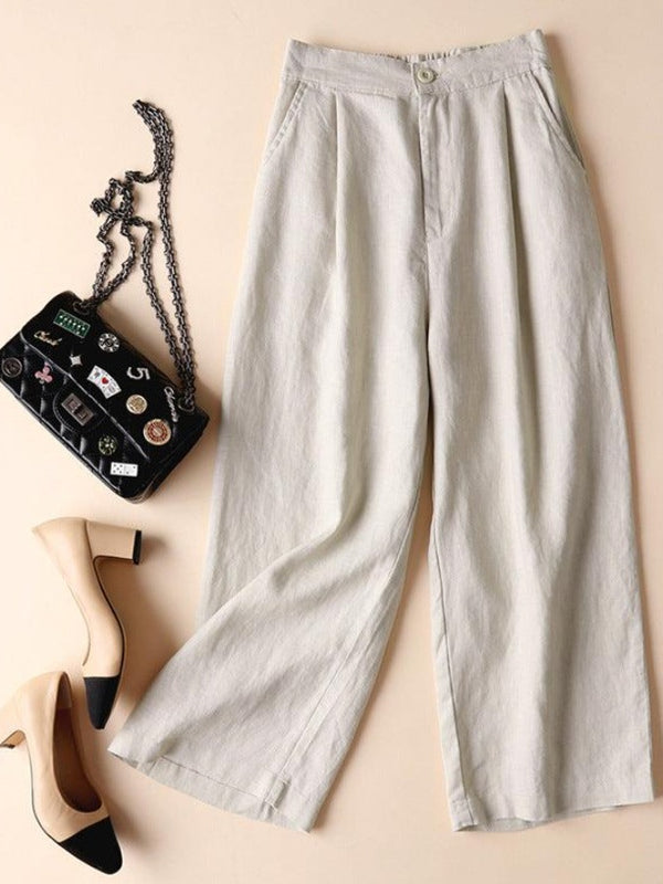 Women's Wide-Leg Linen Trousers